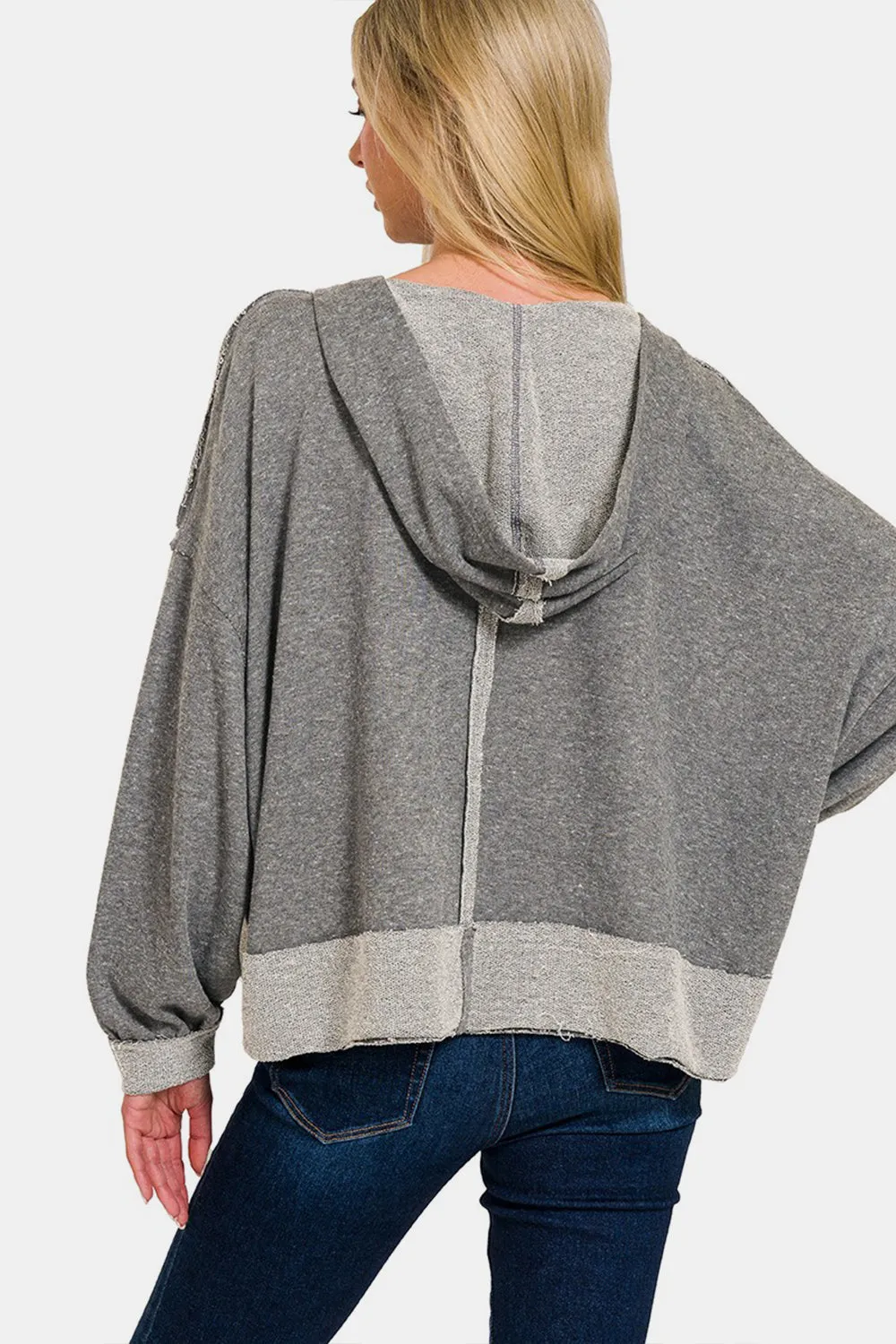 Feelin Edgy Contrast Trim Slit Hoodie