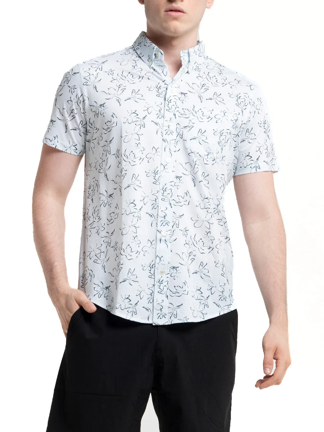 Floral Print Short Sleeve Button Down Shirt