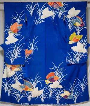 Furisode & Iromuji Bulk Box of Five Traditional Japanese Women's Kimonos - Quality C - 100% Silk, Butterflies, Chrysanthemums, Rivers, Trees, Hemp Leaves