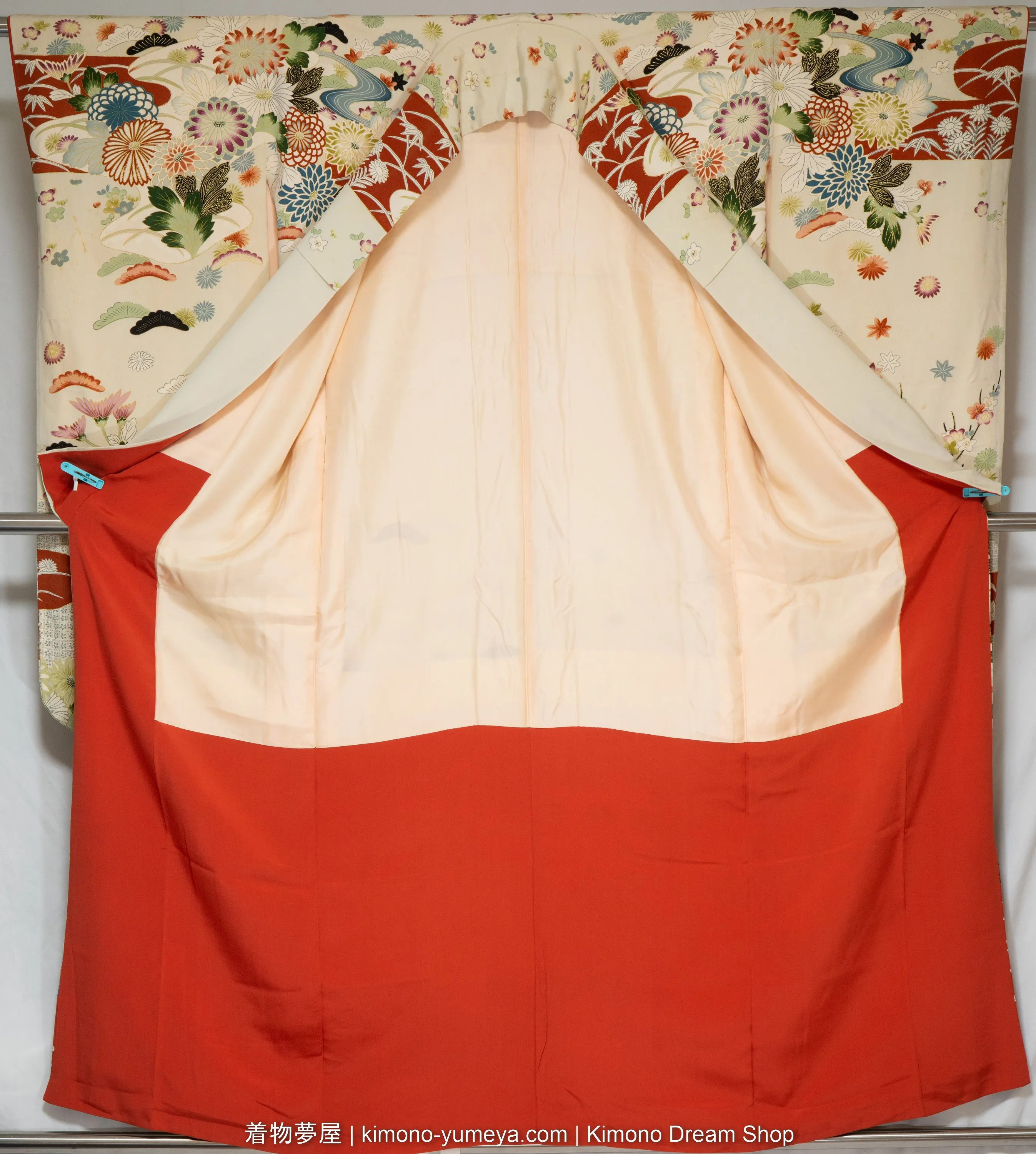 Furisode & Iromuji Bulk Box of Five Traditional Japanese Women's Kimonos - Quality C - 100% Silk, Butterflies, Chrysanthemums, Rivers, Trees, Hemp Leaves