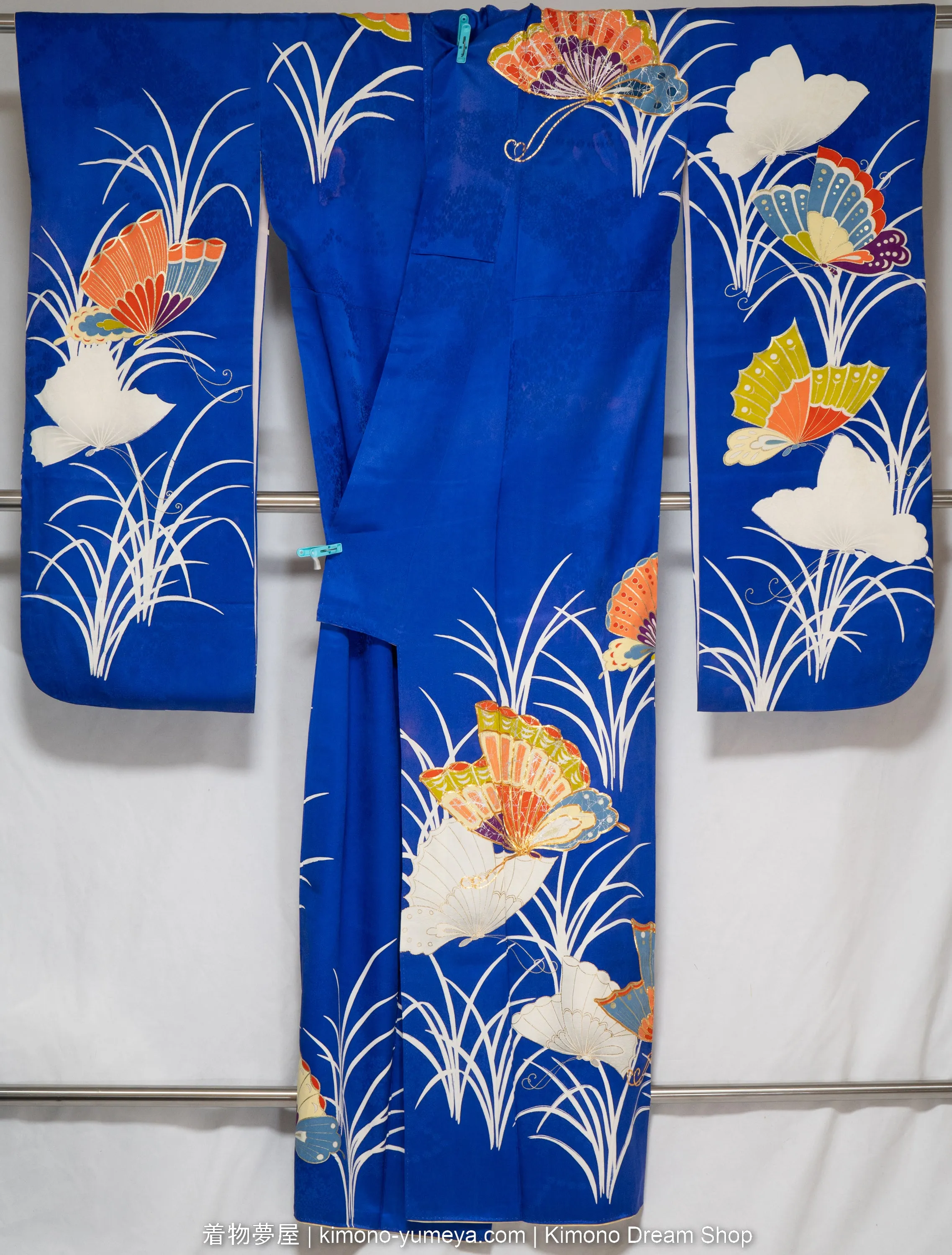 Furisode & Iromuji Bulk Box of Five Traditional Japanese Women's Kimonos - Quality C - 100% Silk, Butterflies, Chrysanthemums, Rivers, Trees, Hemp Leaves