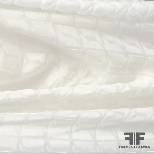 Geometric Art Deco Burnout Velvet - Light Ivory