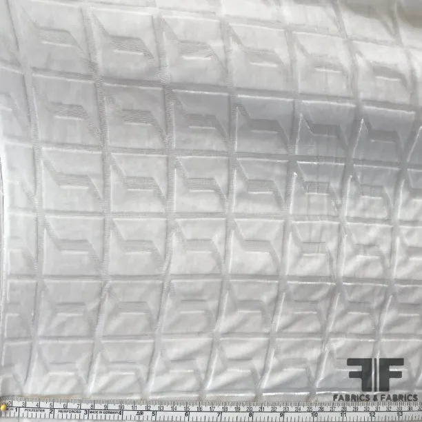 Geometric Art Deco Burnout Velvet - Light Ivory