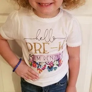 Girl's Personalized Hello Grade Floral Back To School Top