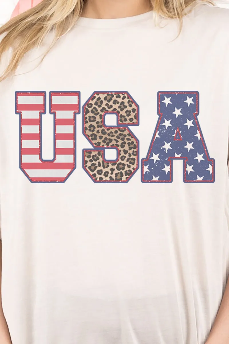 Glitter Leopard USA Adult Fusion ChromaSoft Performance T-Shirt