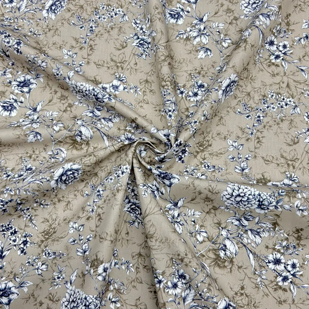 Graceful Meadow Rose & Hubble Cotton Poplin Fabric