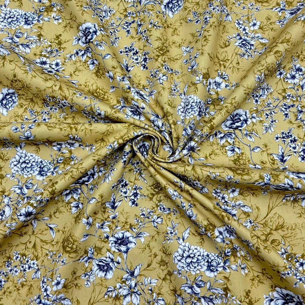 Graceful Meadow Rose & Hubble Cotton Poplin Fabric