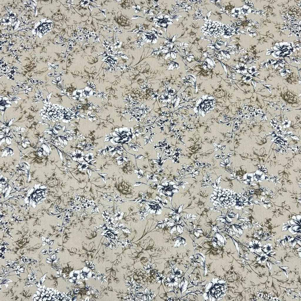 Graceful Meadow Rose & Hubble Cotton Poplin Fabric