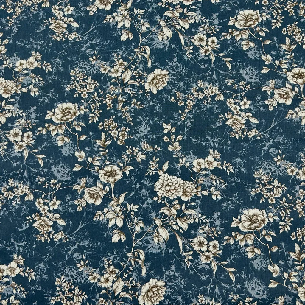 Graceful Meadow Rose & Hubble Cotton Poplin Fabric
