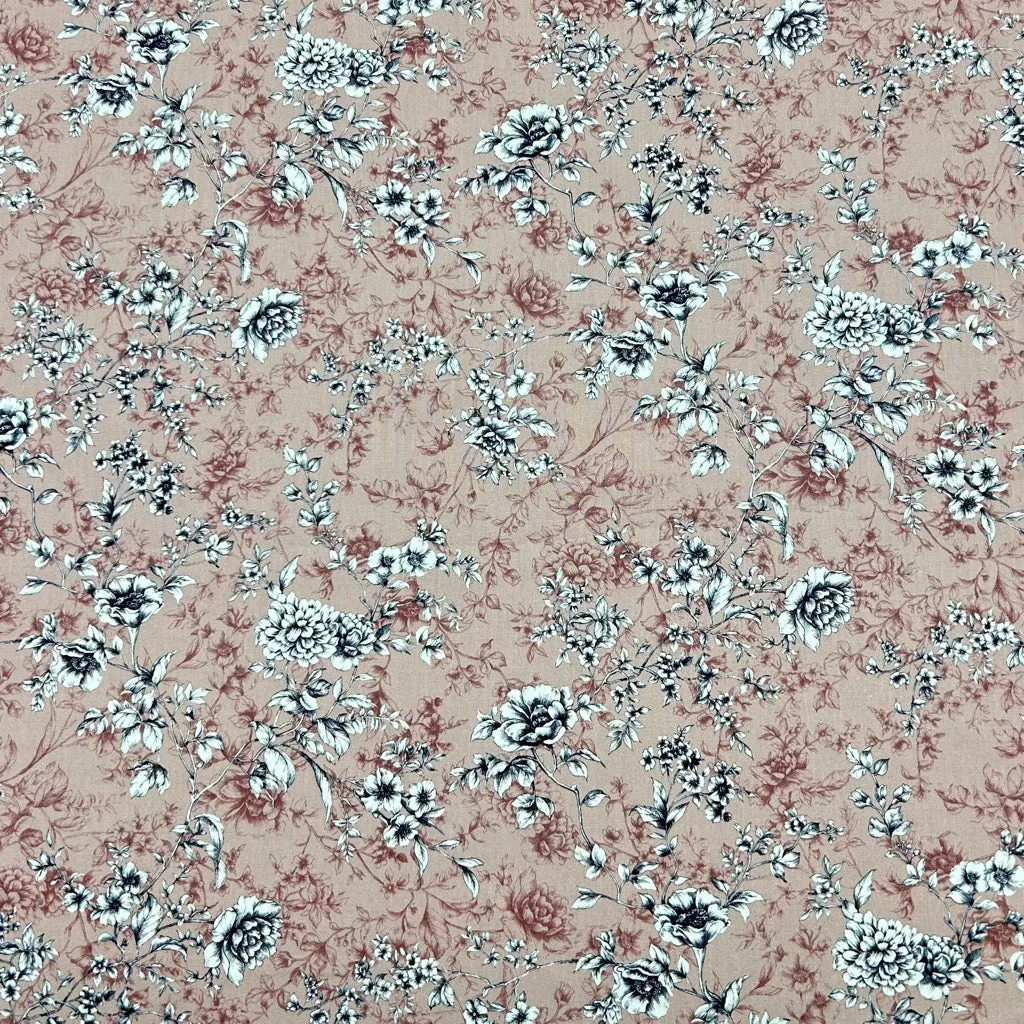 Graceful Meadow Rose & Hubble Cotton Poplin Fabric