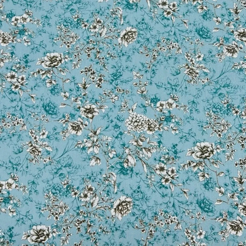 Graceful Meadow Rose & Hubble Cotton Poplin Fabric