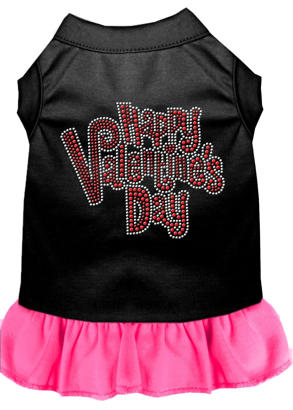 Happy Valentines Day Rhinestone Dress Black With Bright Pink Sm