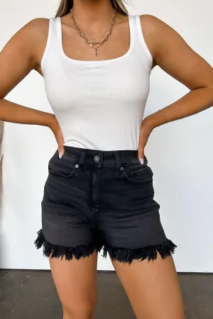 Havenly Mid Rise Frayed Hem Denim Shorts - FINAL SALE