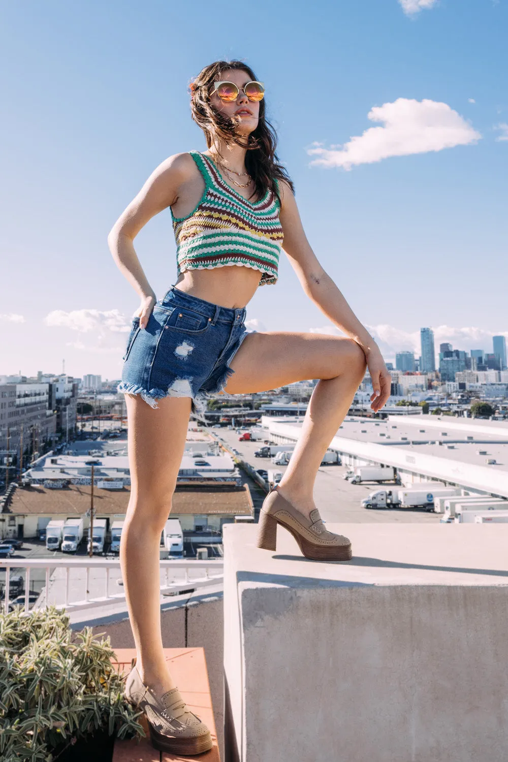 High Rise Relaxed Cut Off Shorts