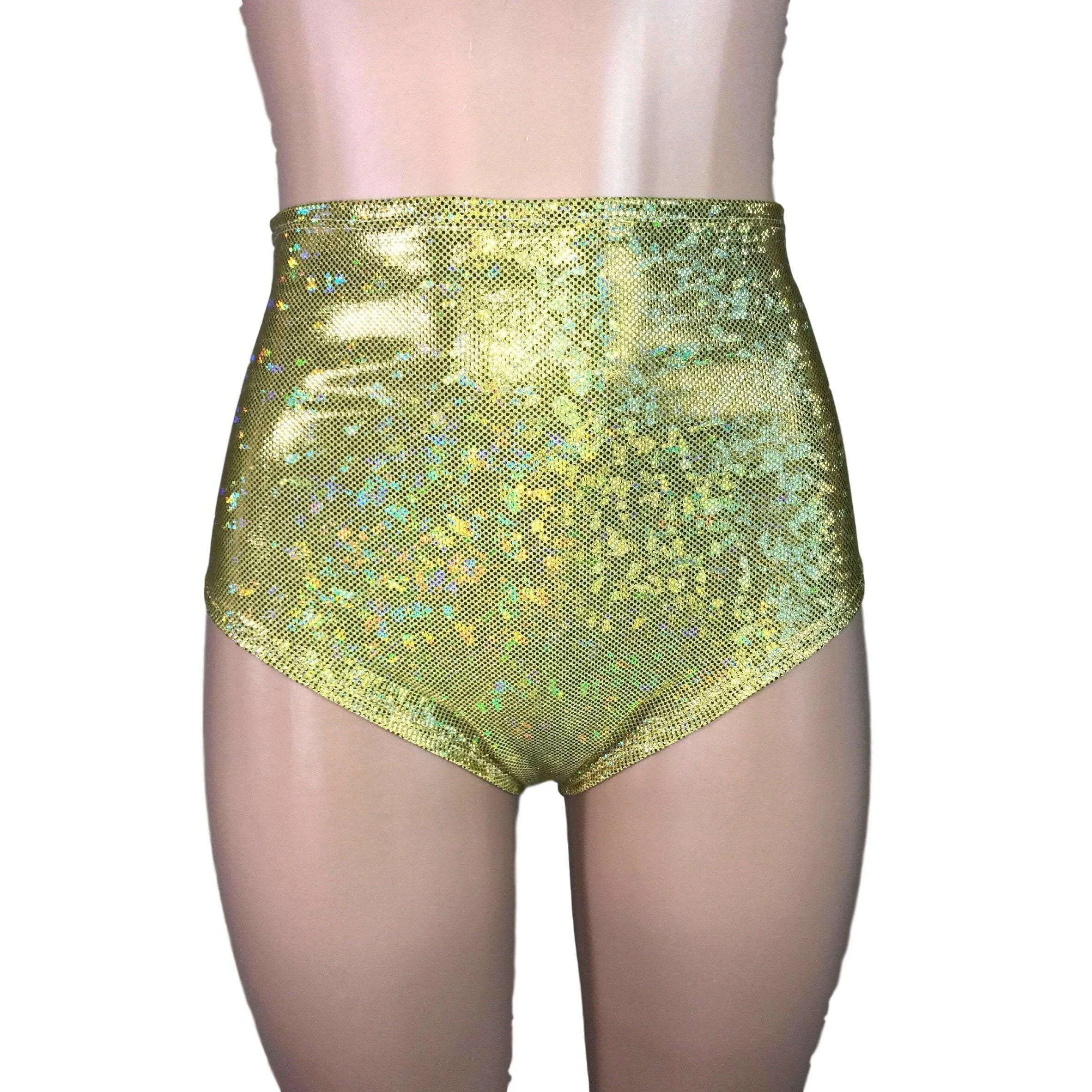 High Waist Hot Pants - Gold Shattered Glass