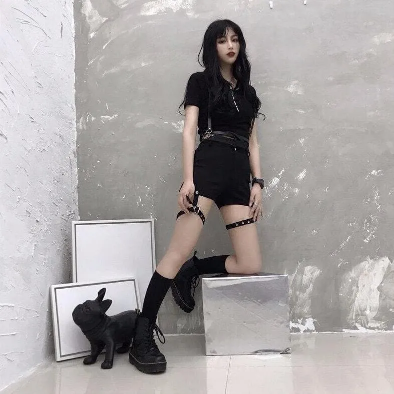 High Waist Shorts With Buckles
