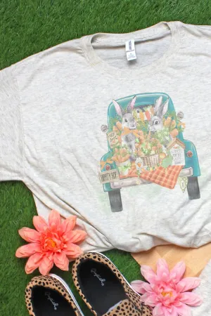 Hippity Hop Bunny Truck Adult Tri-Blend T-Shirt