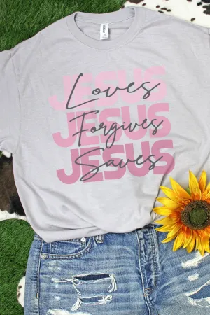 Jesus Loves Forgives Saves Unisex Dri-Power 50/50 Tee