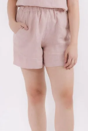 Linen Relaxed Shorts (Dusty Pink)