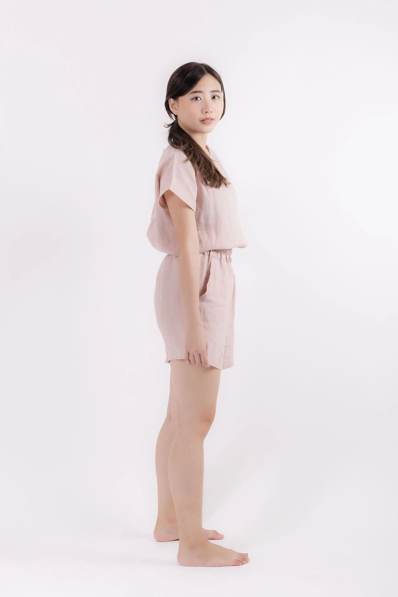 Linen Relaxed Shorts (Dusty Pink)