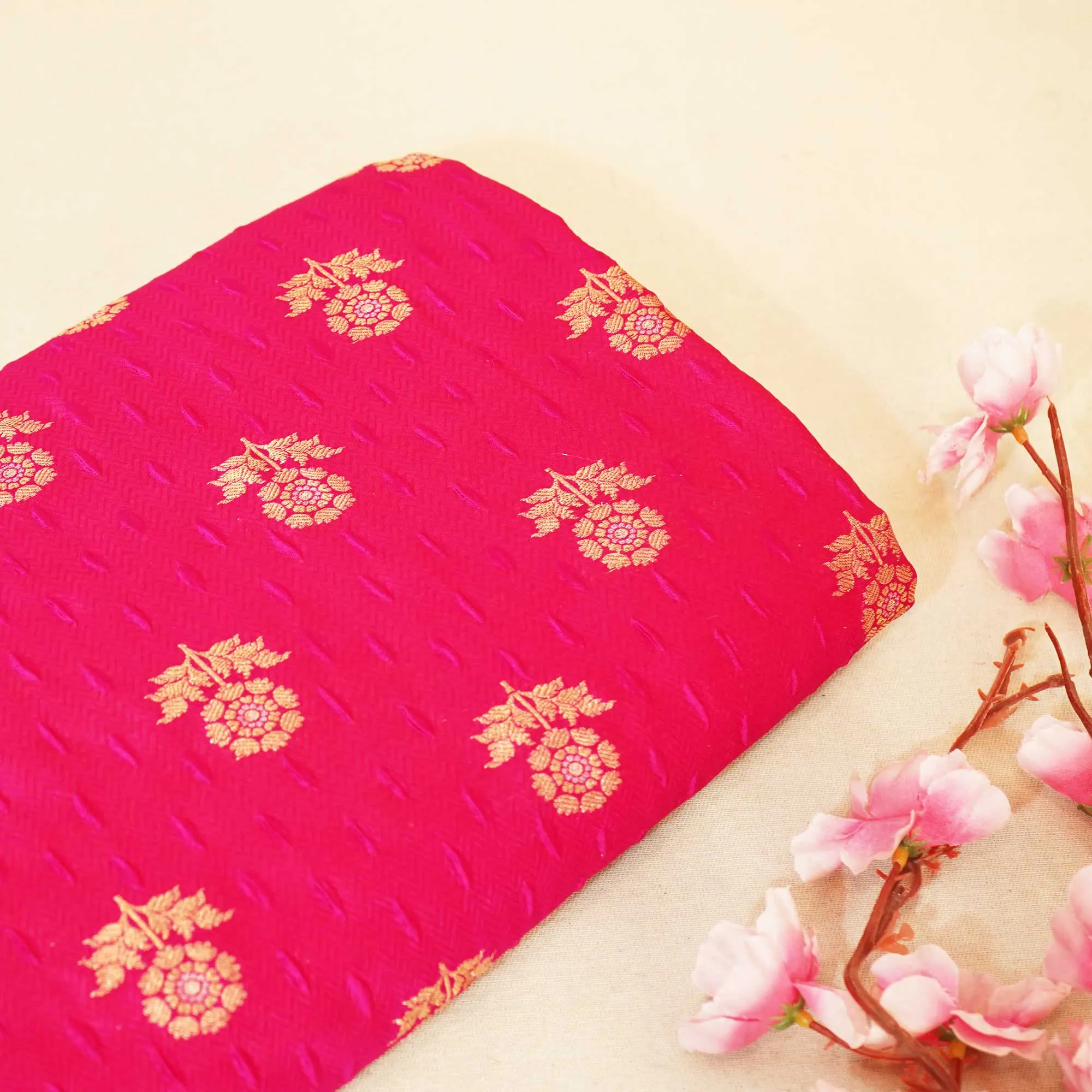 Magenta Mina Booti Texture Dupion Silk YF-24401