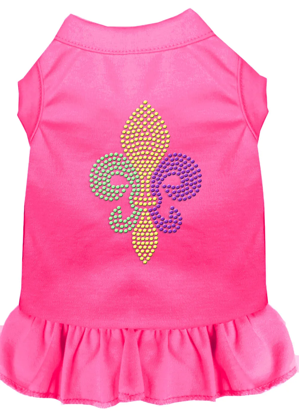 Mardi Gras Fleur De Lis Rhinestone Dress Bright Pink 4x