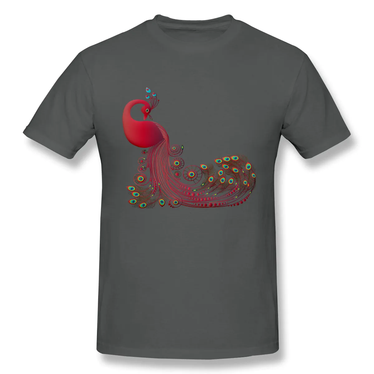 Men's Casual T-shirt Peacock Graceful Bird Animal Comfy Round Neck Short Sleeves Shirt