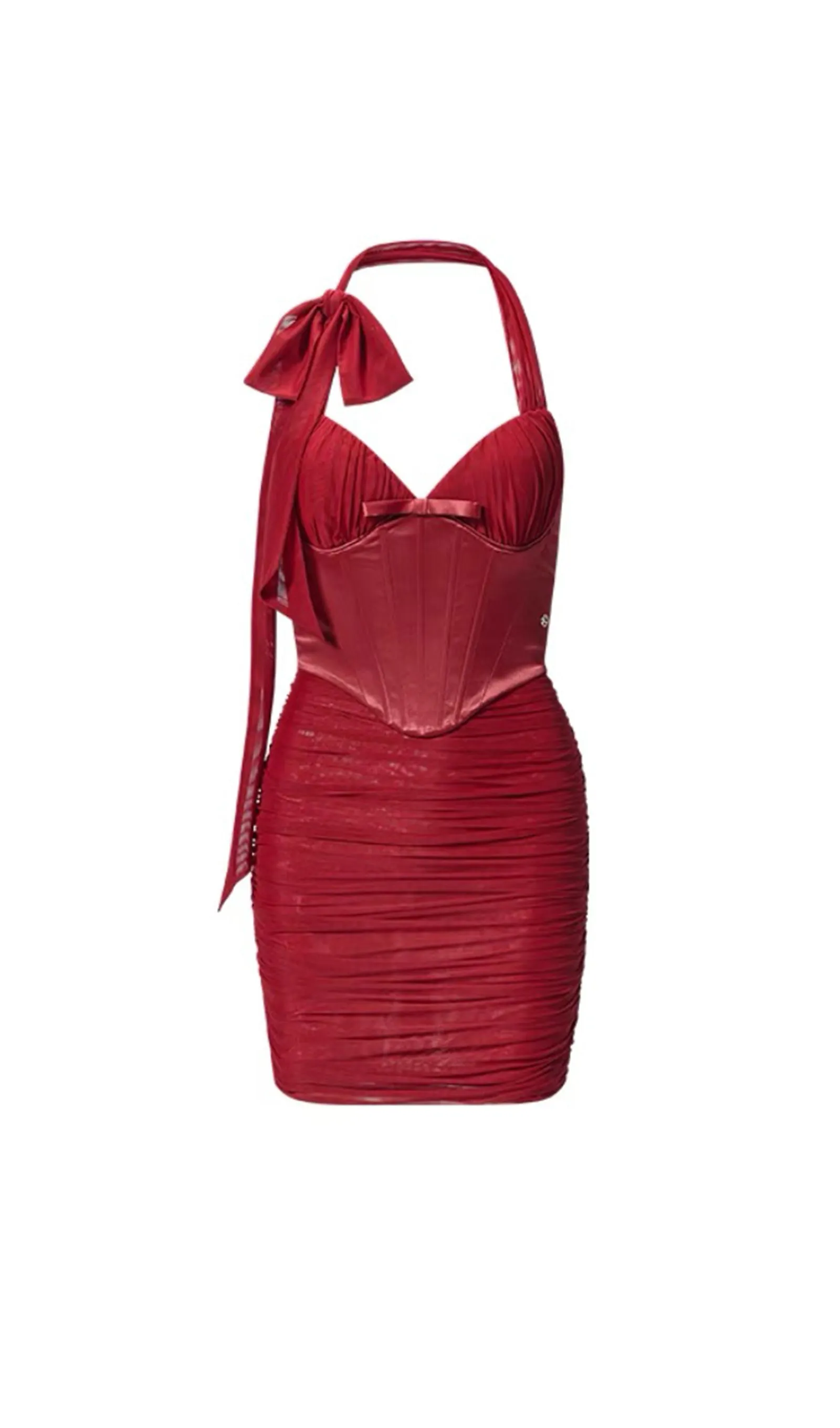 Mesh Halter Neck Herringbone Mini Dress