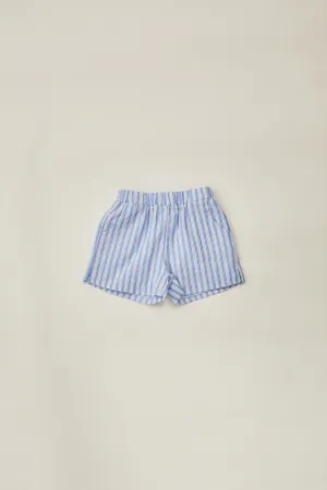 Mini Relaxed Shorts in Stripe Blue