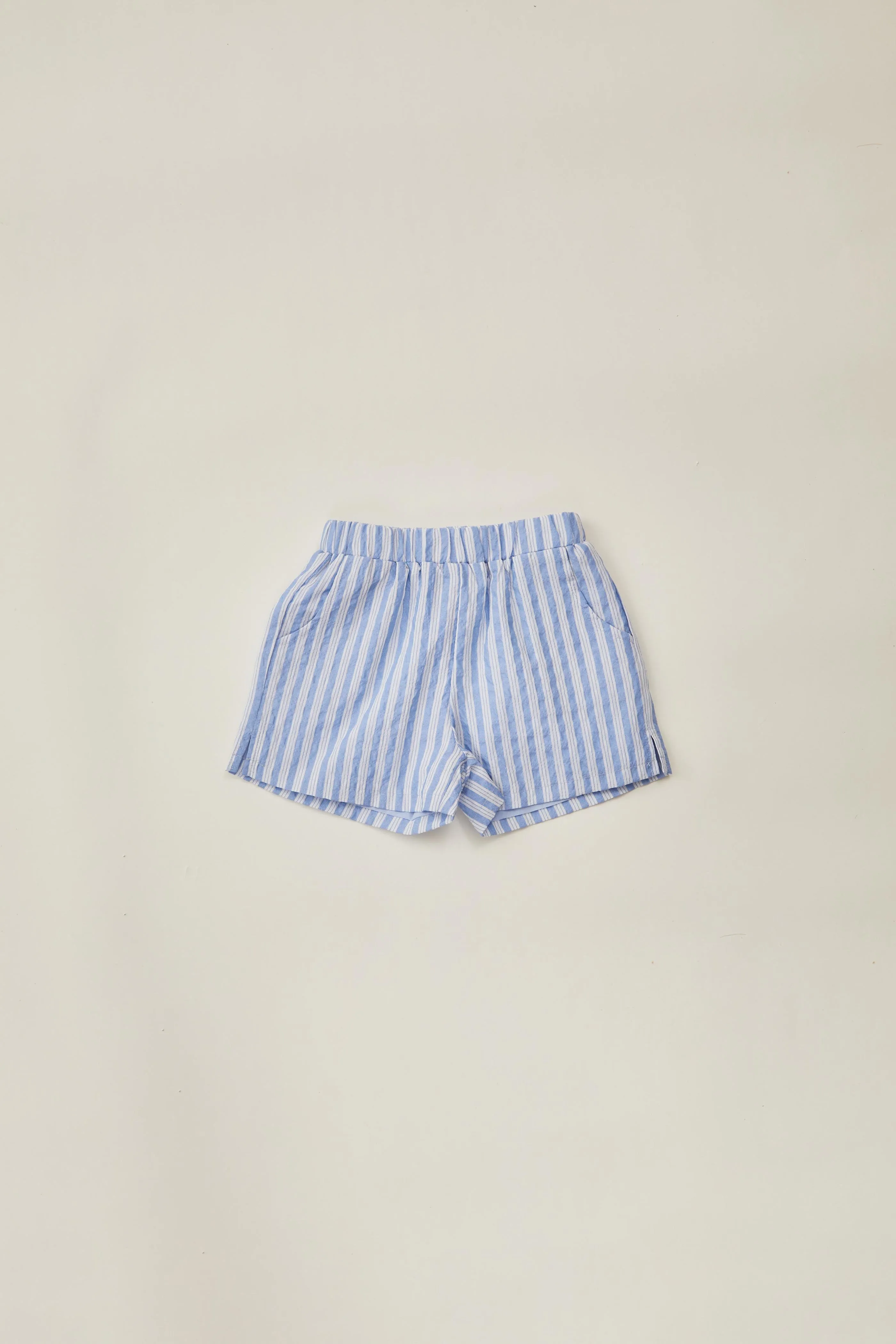Mini Relaxed Shorts in Stripe Blue