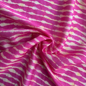Pink Lehariya Print Chanderi Silk Fabric 17702