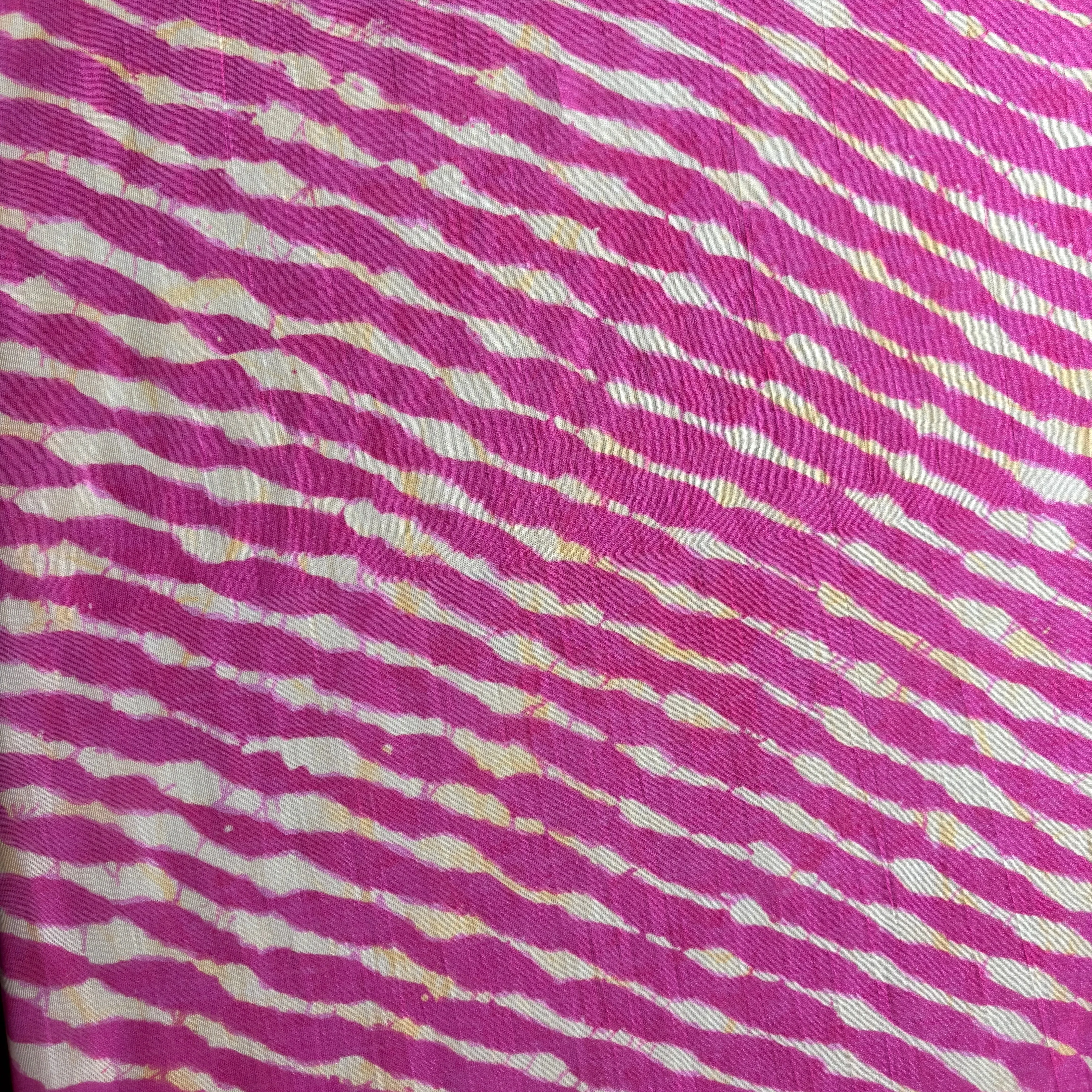Pink Lehariya Print Chanderi Silk Fabric 17702
