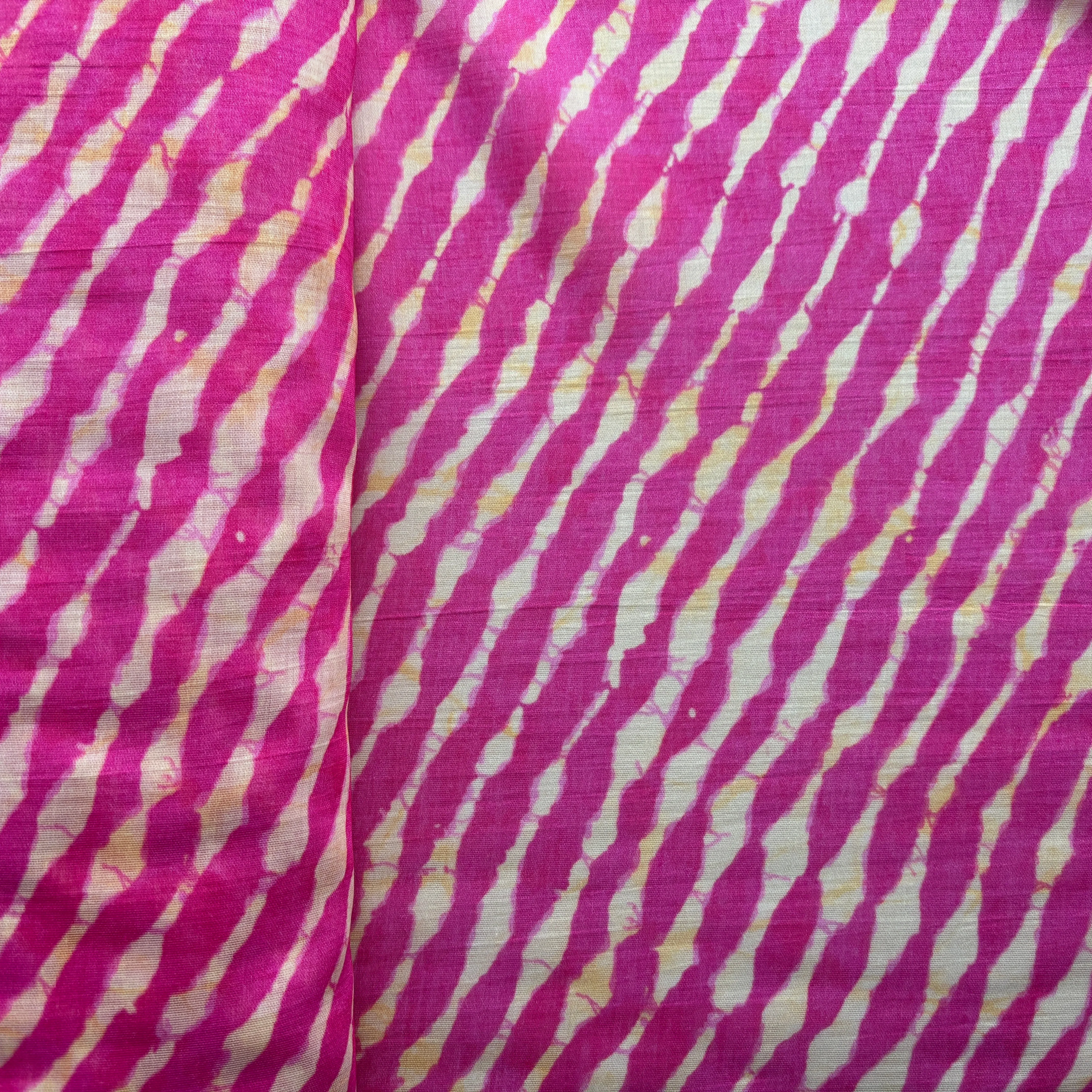 Pink Lehariya Print Chanderi Silk Fabric 17702