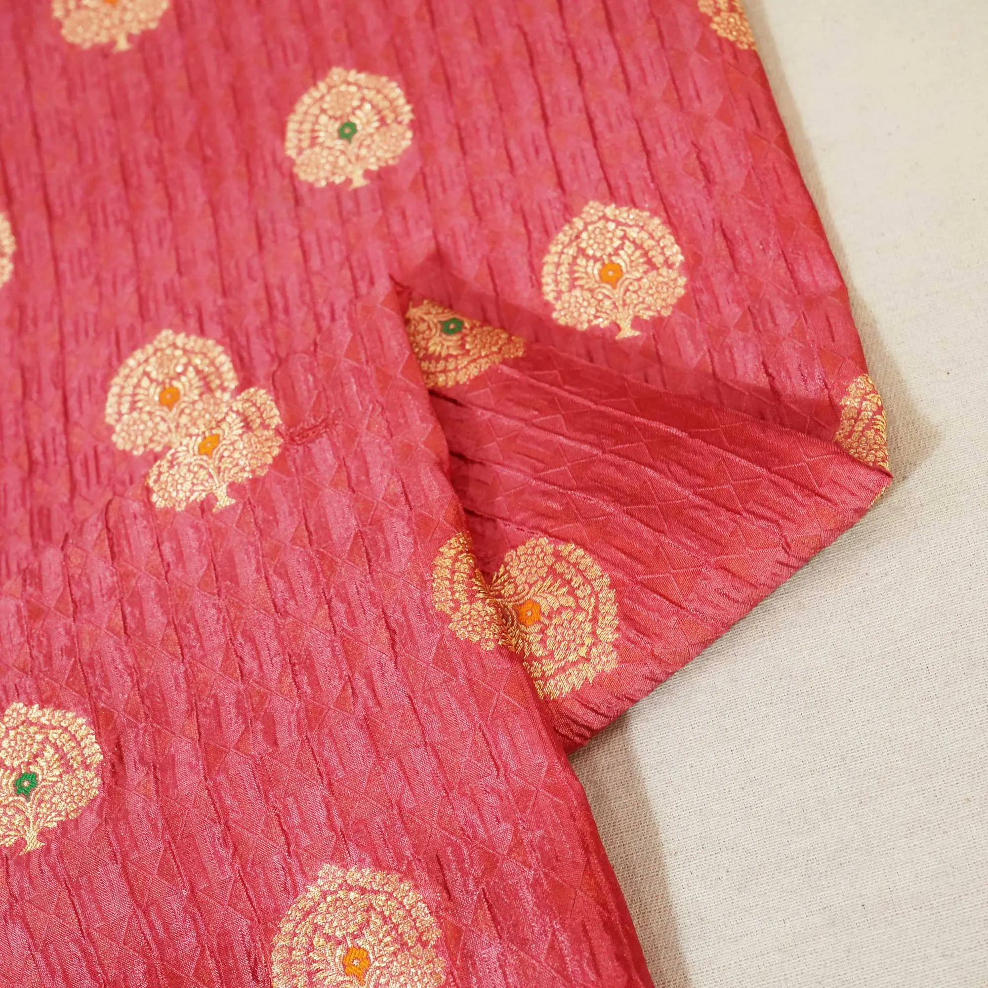 Pink Mina Booti Texture Dupion Silk YF-24398