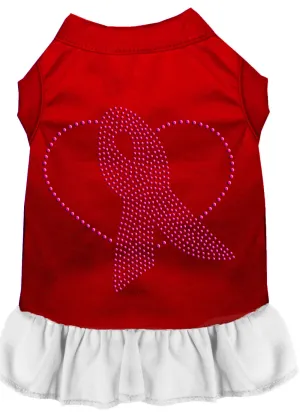 Pink Ribbon Rhinestone Dress Red With White Xs