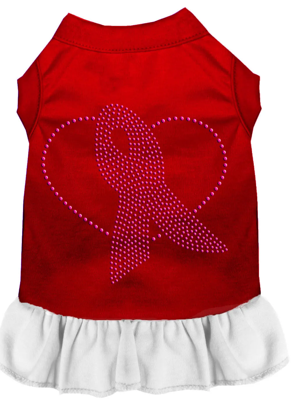 Pink Ribbon Rhinestone Dress Red With White Xs