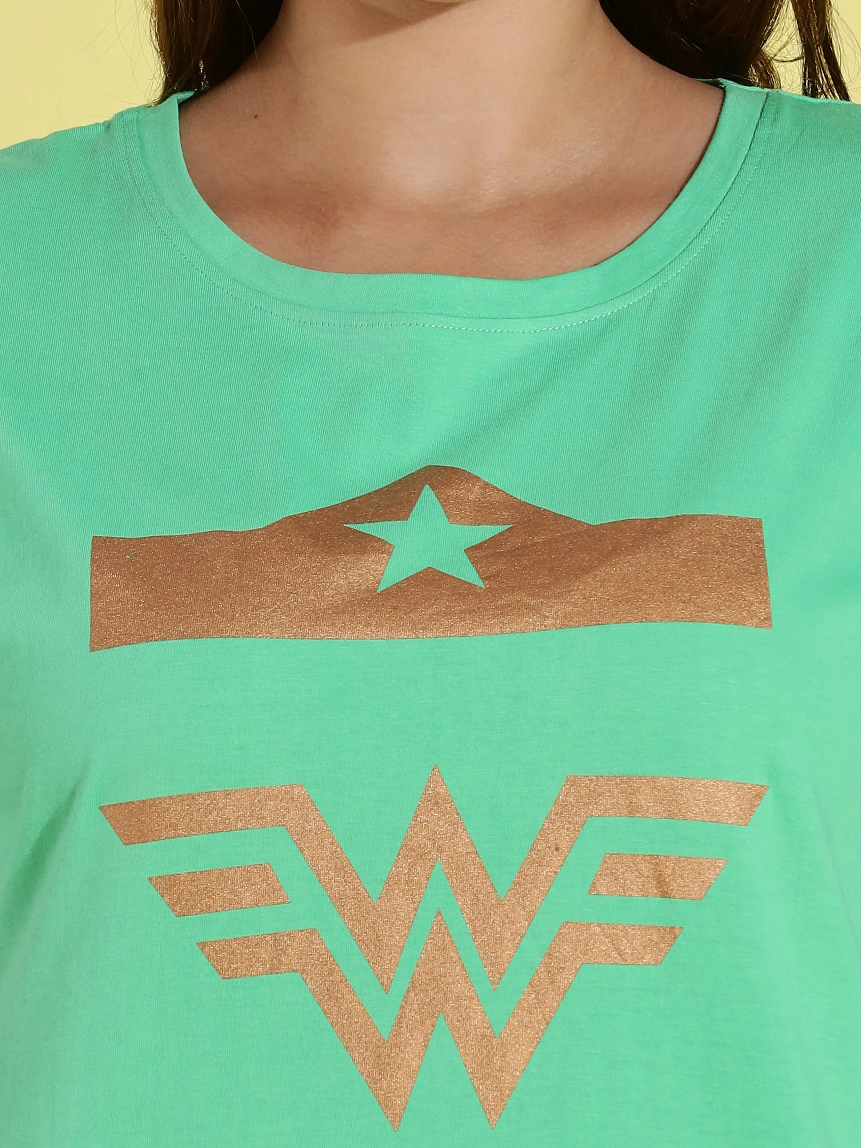 Pista Green Long T-Shirt for Women with Comfortable Fit Design