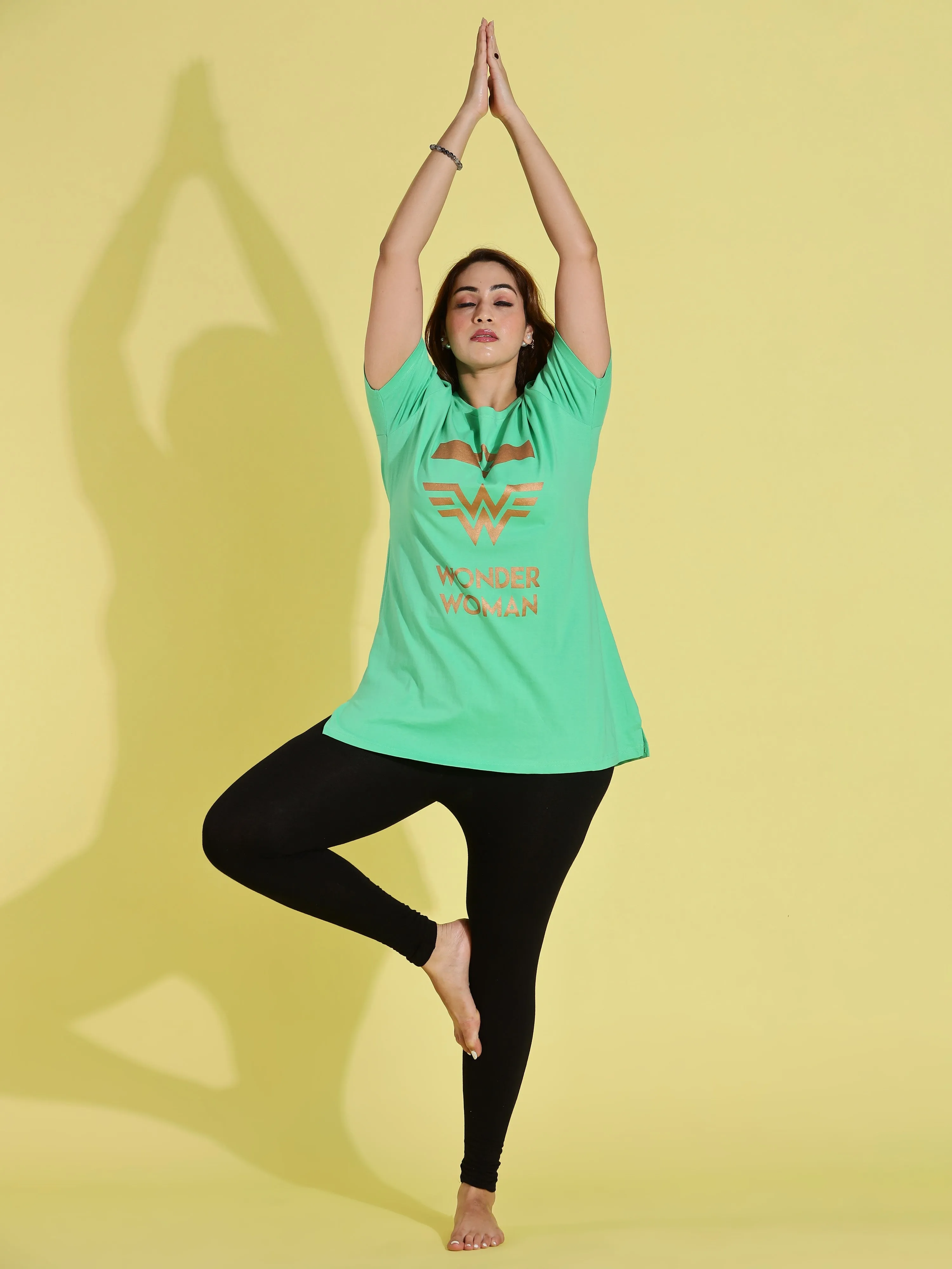Pista Green Long T-Shirt for Women with Comfortable Fit Design