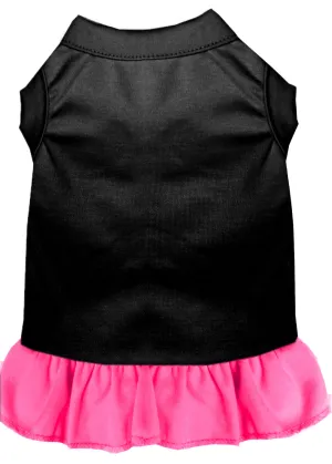 Plain Pet Dress Black With Bright Pink Xxl