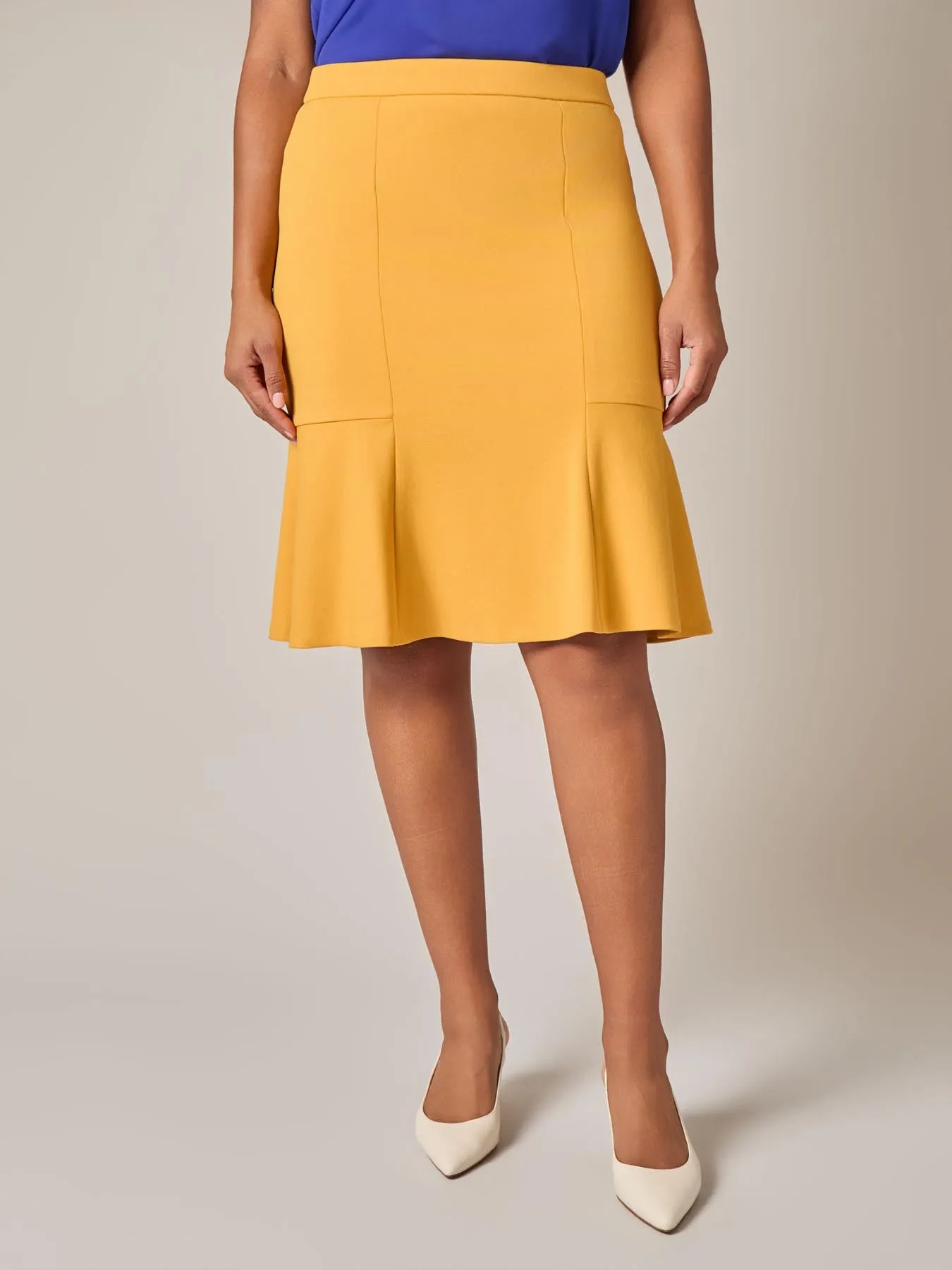 Plus Pull-On Flare Skirt, Gold Signature