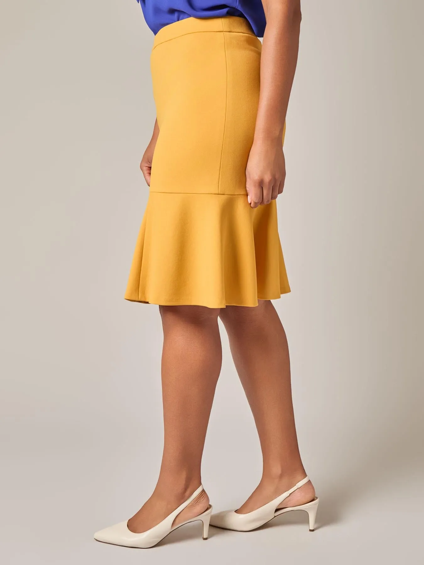 Plus Pull-On Flare Skirt, Gold Signature