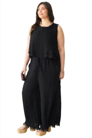 Plus Size Boho Sleeveless Frayed Hem Top
