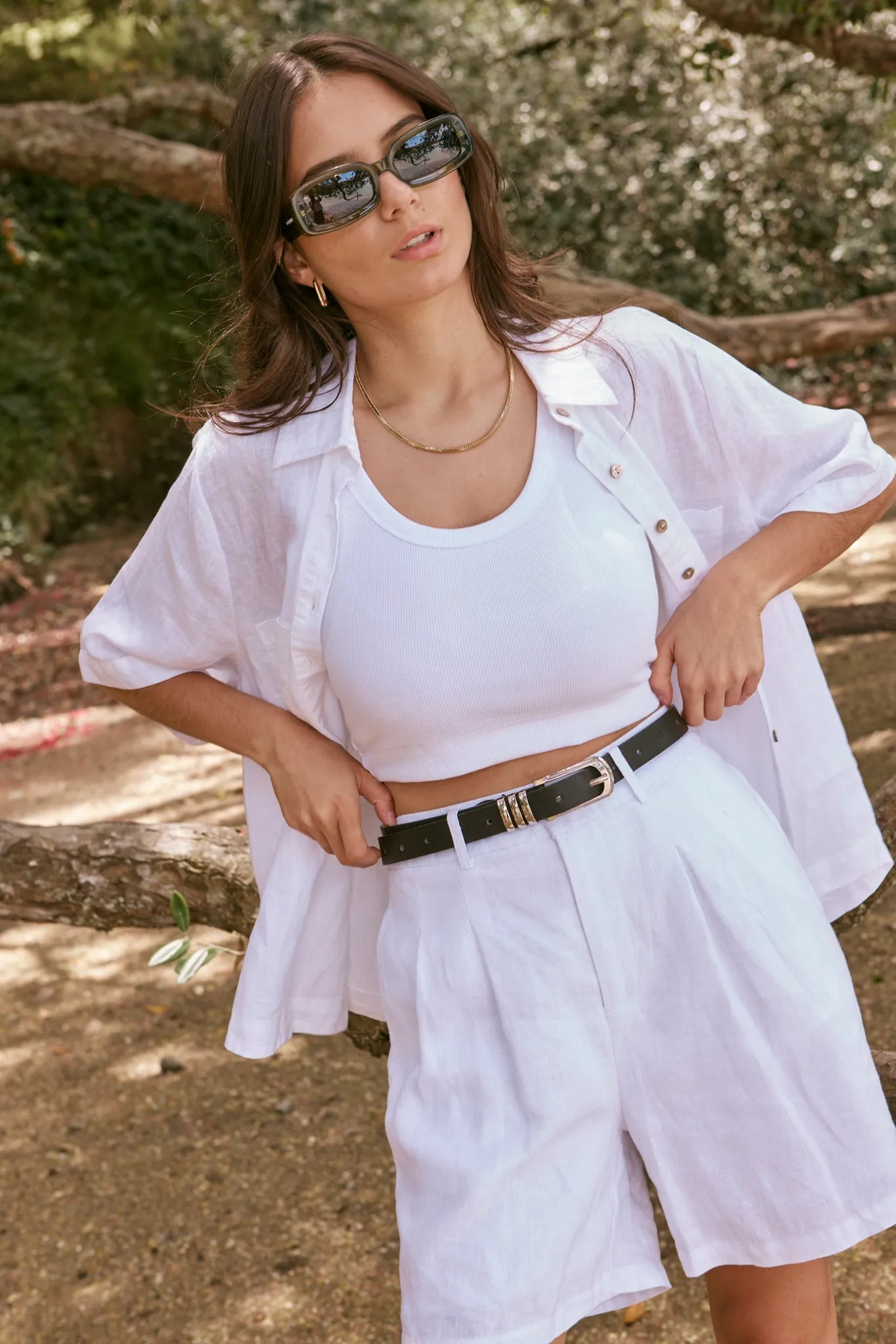 RE:UNION NOMADIC LINEN RELAXED STRUCTURED SHORTS
