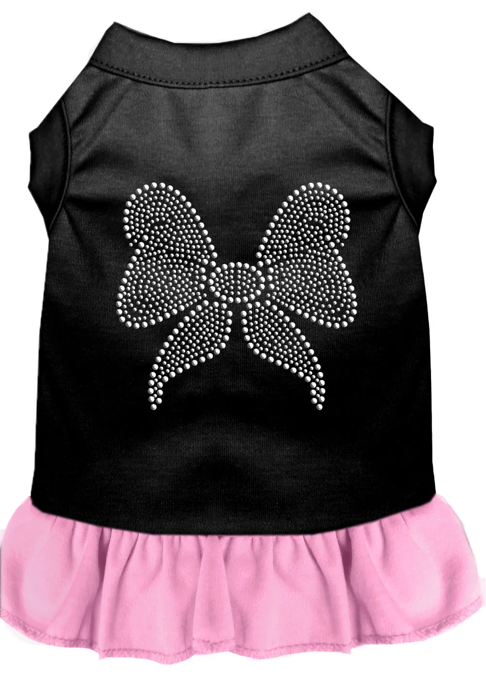 Rhinestone Bow Dresses Black With Light Pink Xl