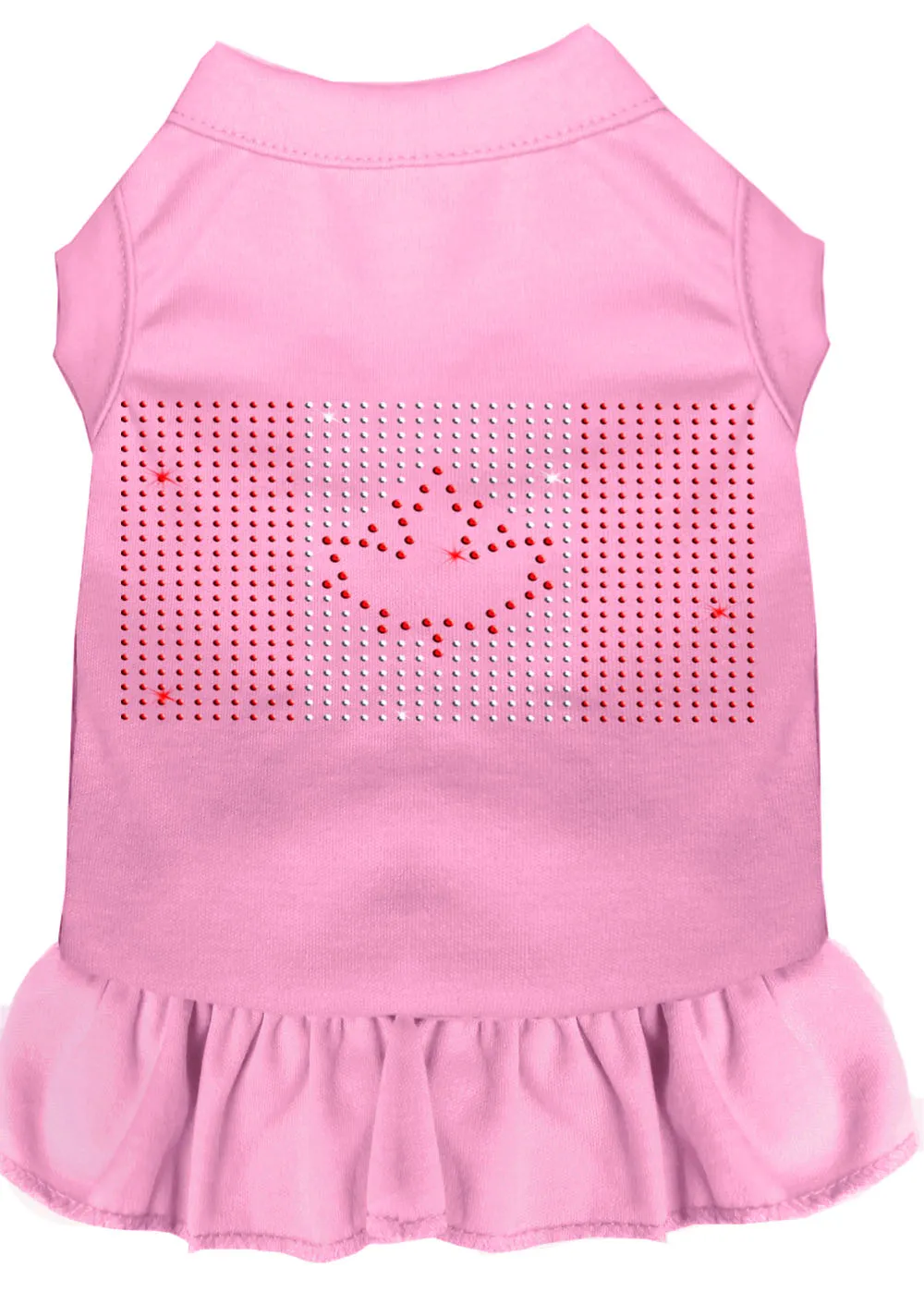 Rhinestone Canadian Flag Dress Light Pink Sm