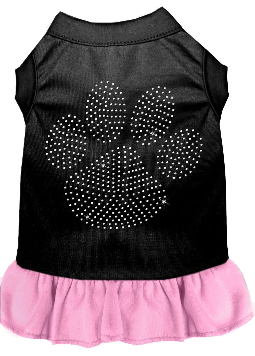 Rhinestone Clear Paw Dress Black With Light Pink Xxxl