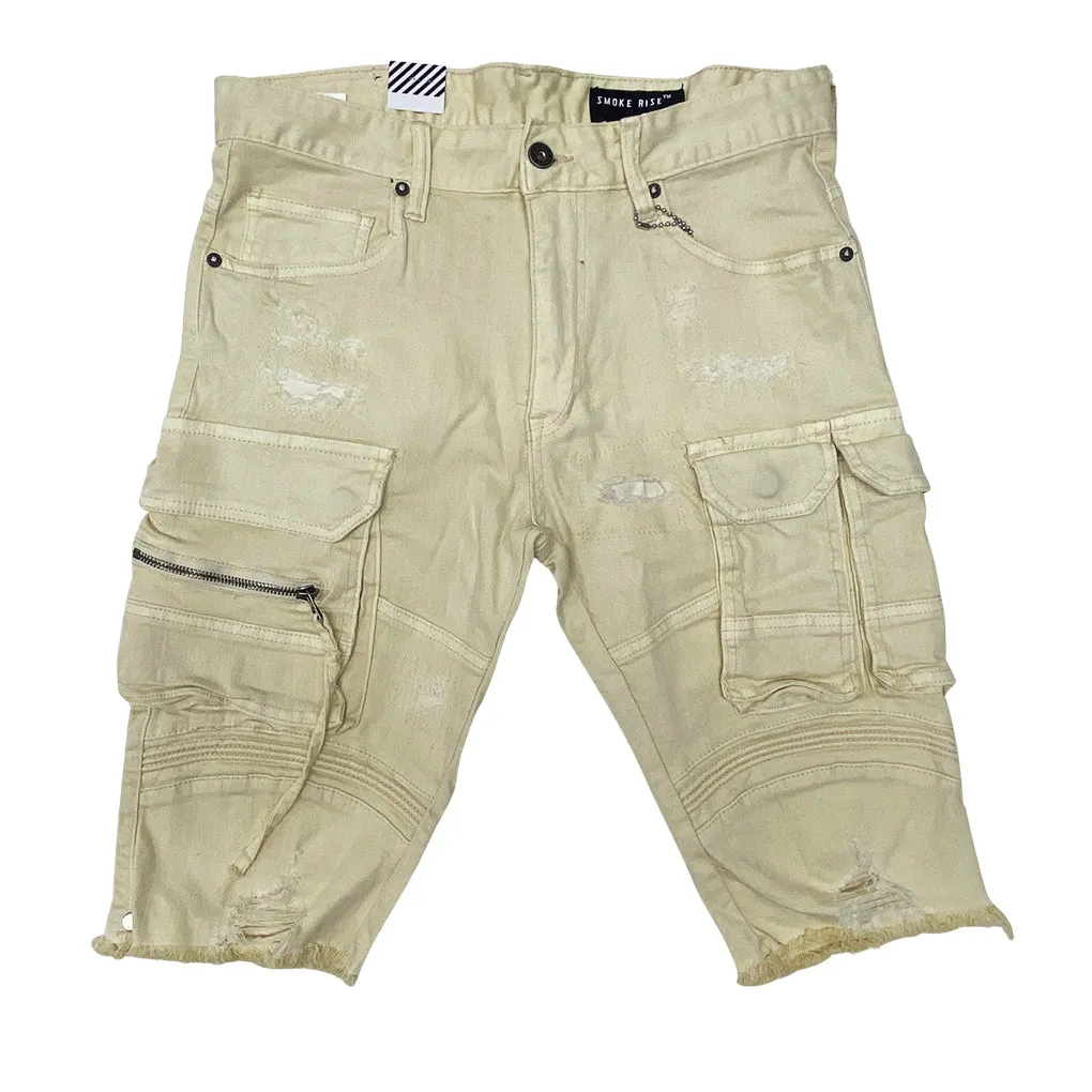 Smoke Rise Overspray Shorts Beige