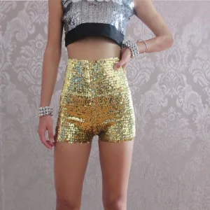 Stretchy Sequin High Waist Shorts