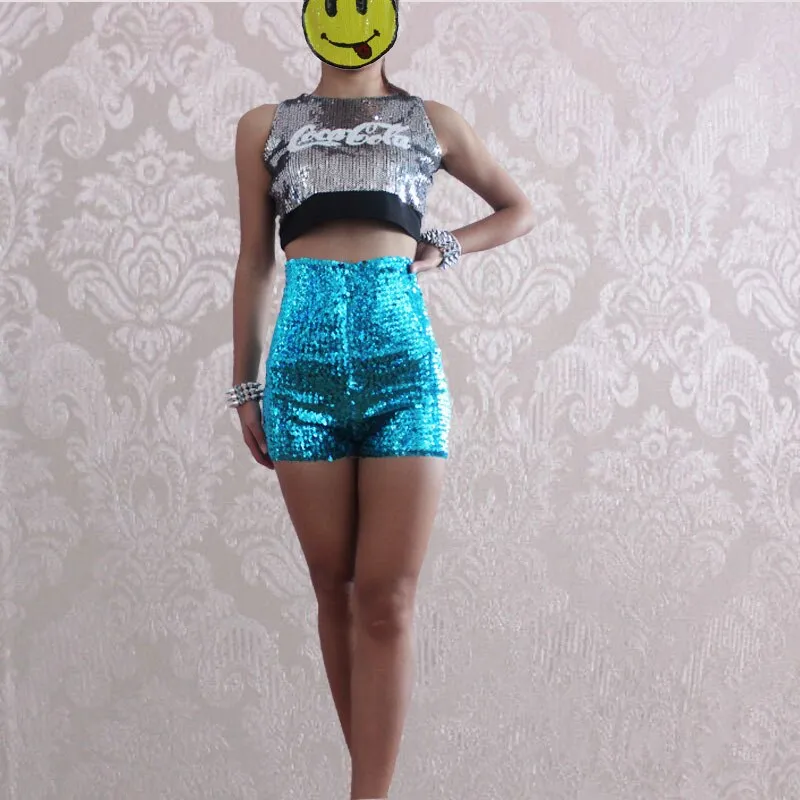 Stretchy Sequin High Waist Shorts