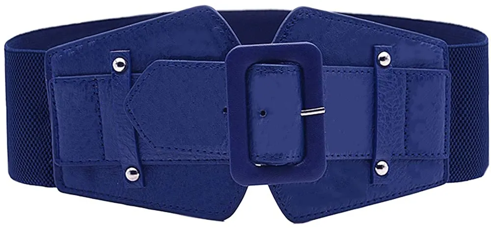 Stretchy Taupe Wide Waist Buckle Belt